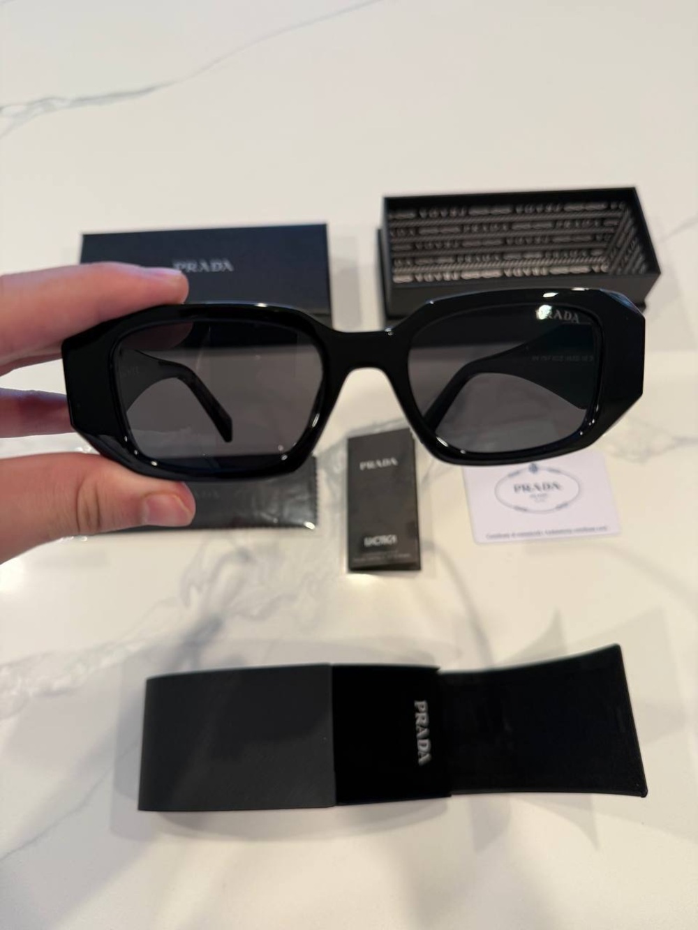 Prada Black Gloss Oversized Square Sunglasses - Picture 3 of 3